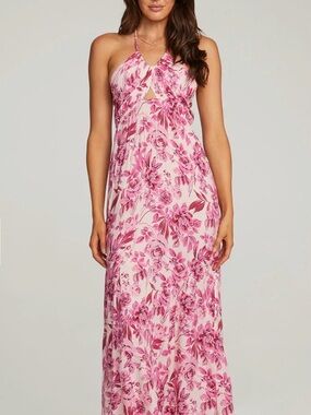 saltwater LUXE Pink Floral Maxi Dress with Smocked Waist
